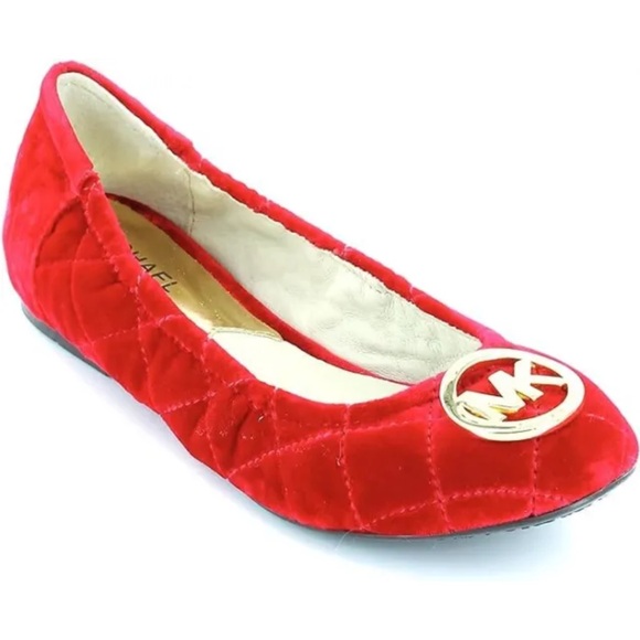 Michael Kors Woman's Fulton Quilted Ballet Flat Velvet, Red. NWOT. No original📦 - Picture 1 of 14